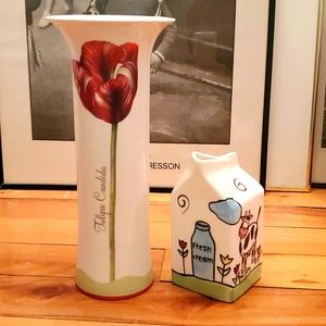 Tulip Vase & Cow Jug
